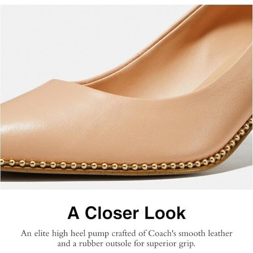 Coach Pump Shoes Women's Size 6.5 Beechwood Jackie Leather 2 1/4" kitten Heels - Picture 4 of 8
